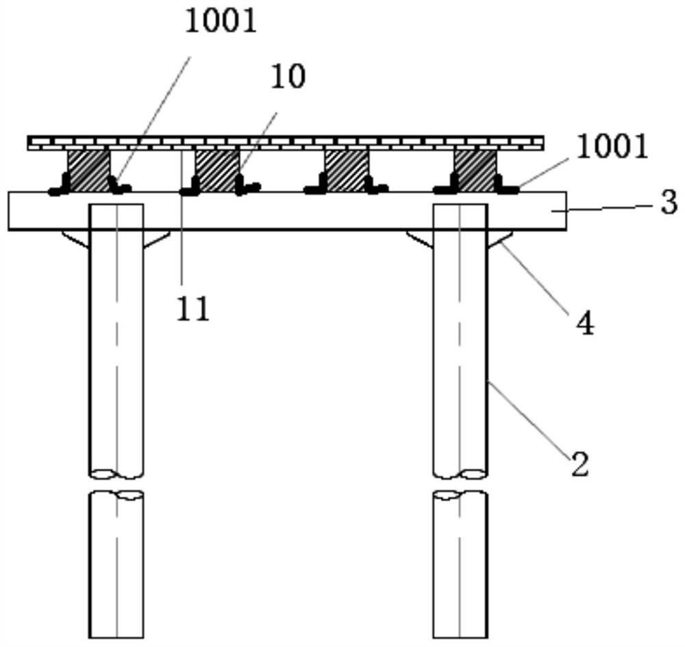 Construction method of underwater pile bearing platform in flood-discharging area of river way