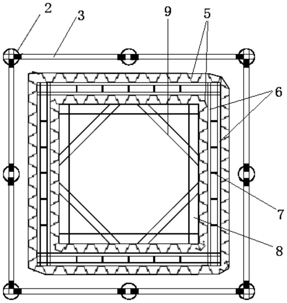 Construction method of underwater pile bearing platform in flood-discharging area of river way