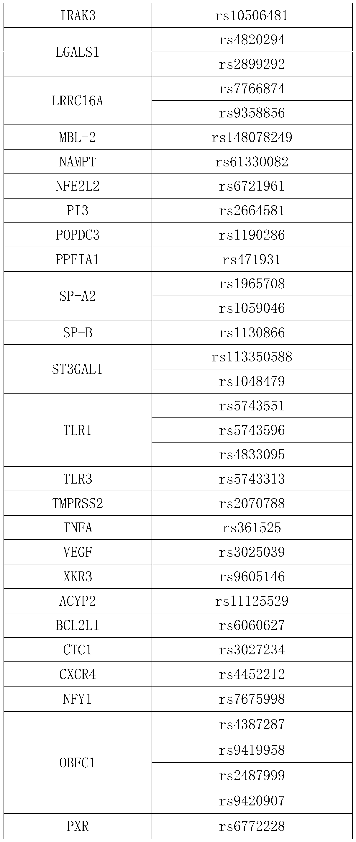 Gene chip for predicting RNA virus infected severe case as well as using method and application