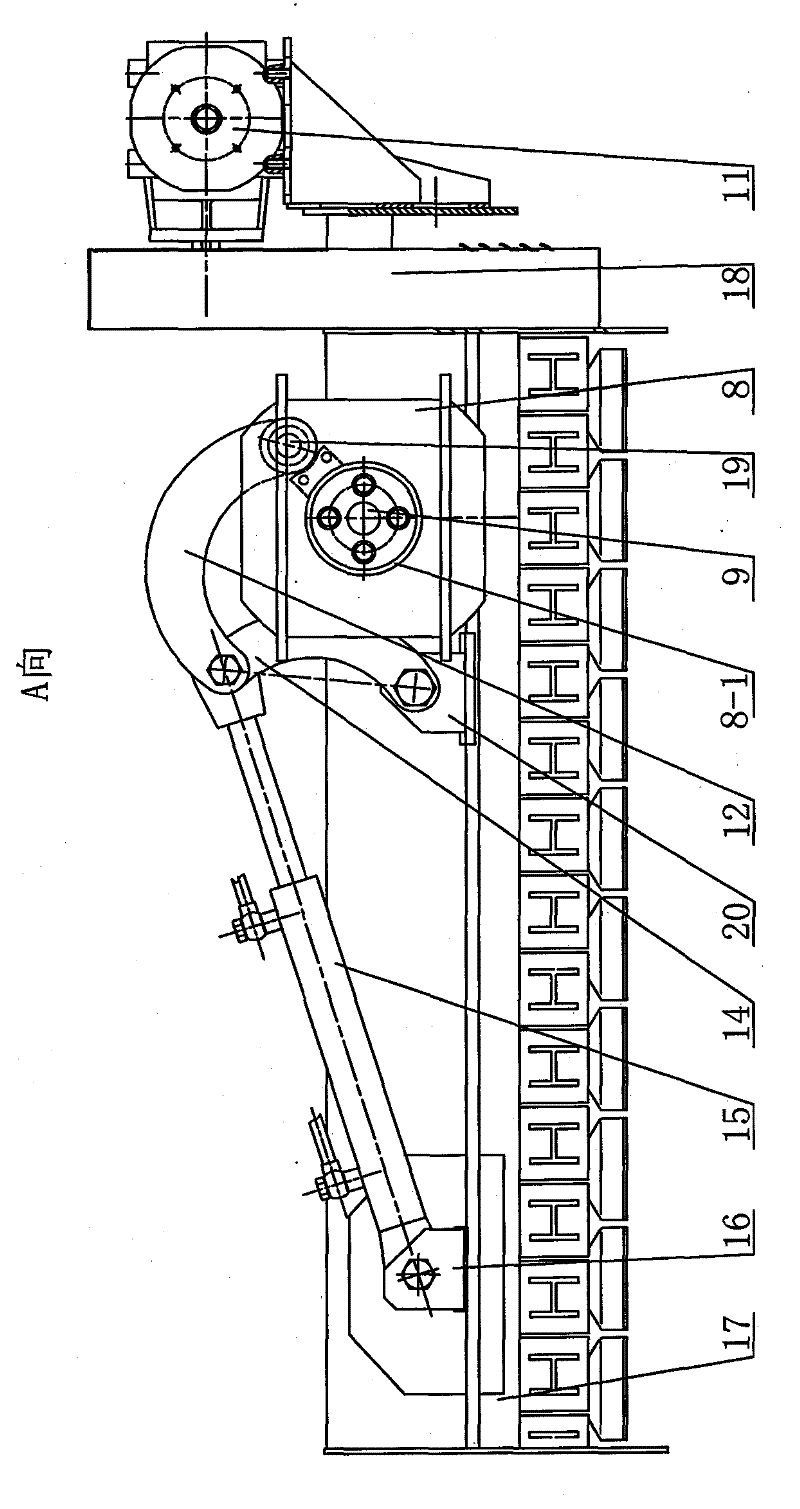 Oscillating device for brush breaker