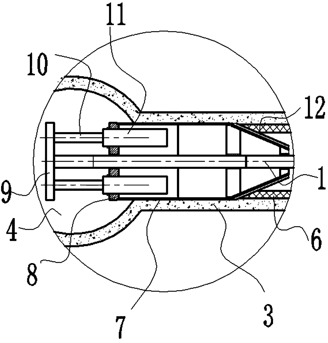 Pipeline counter-pulling and repairing device and repairing method thereof