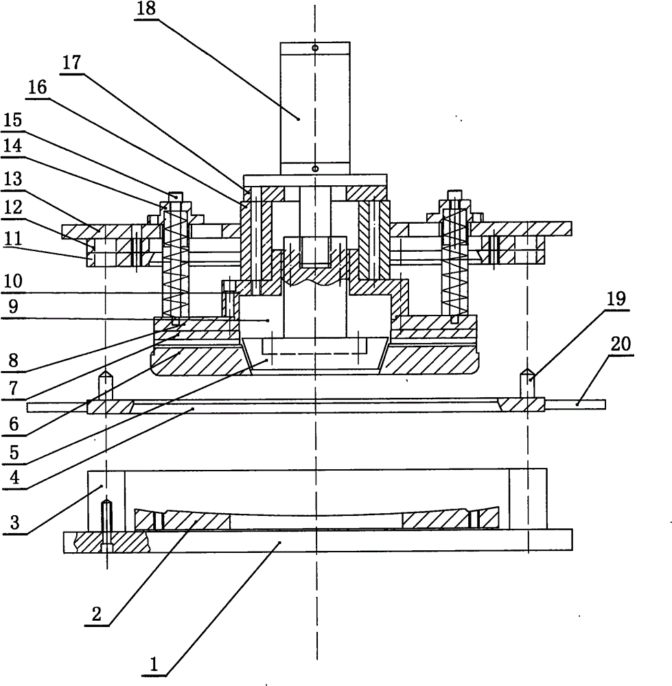 Closing-in and forming stamping die for close over of automobile fuel tank