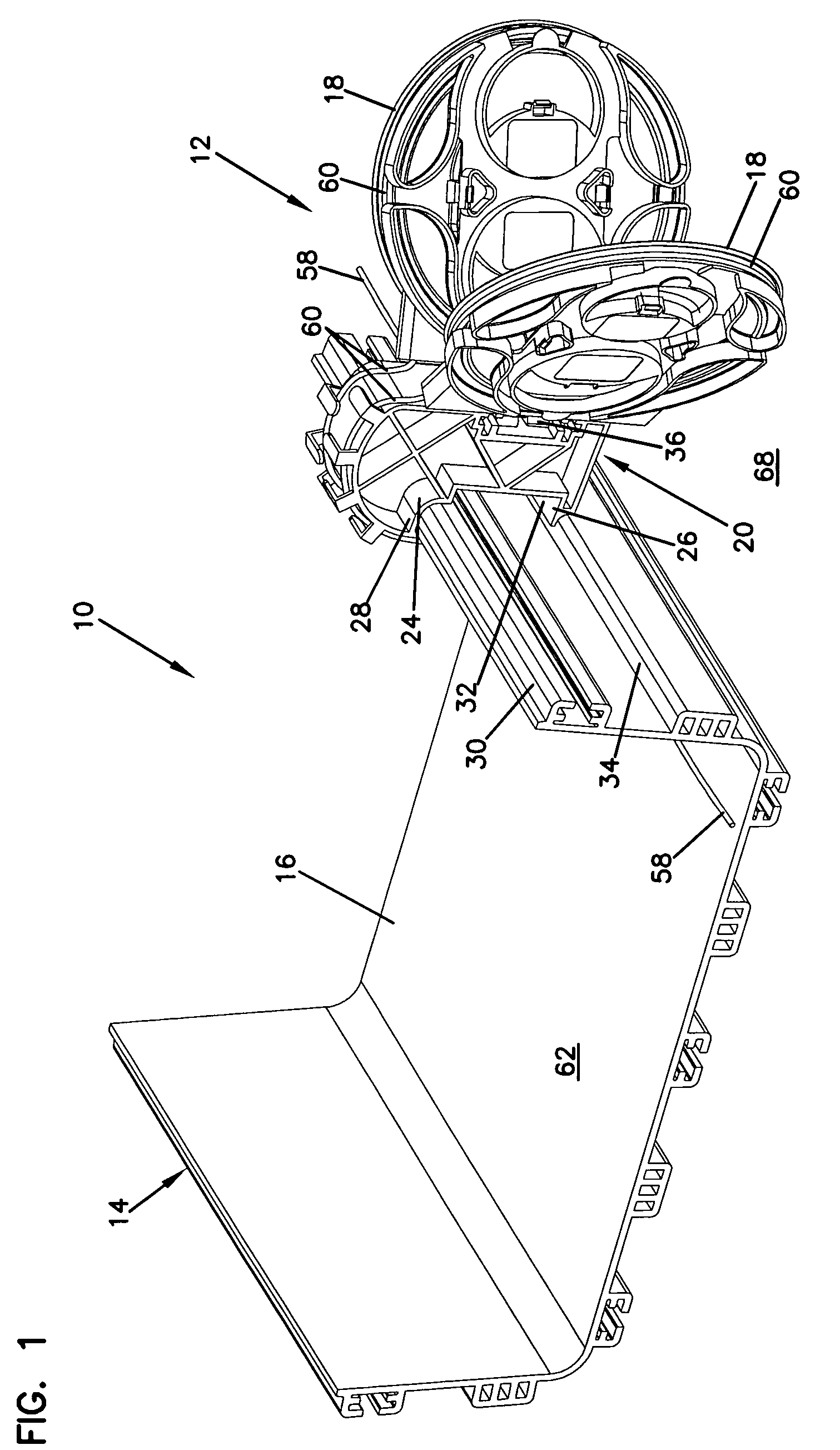 Lateral storage spool for overhead cable pathway