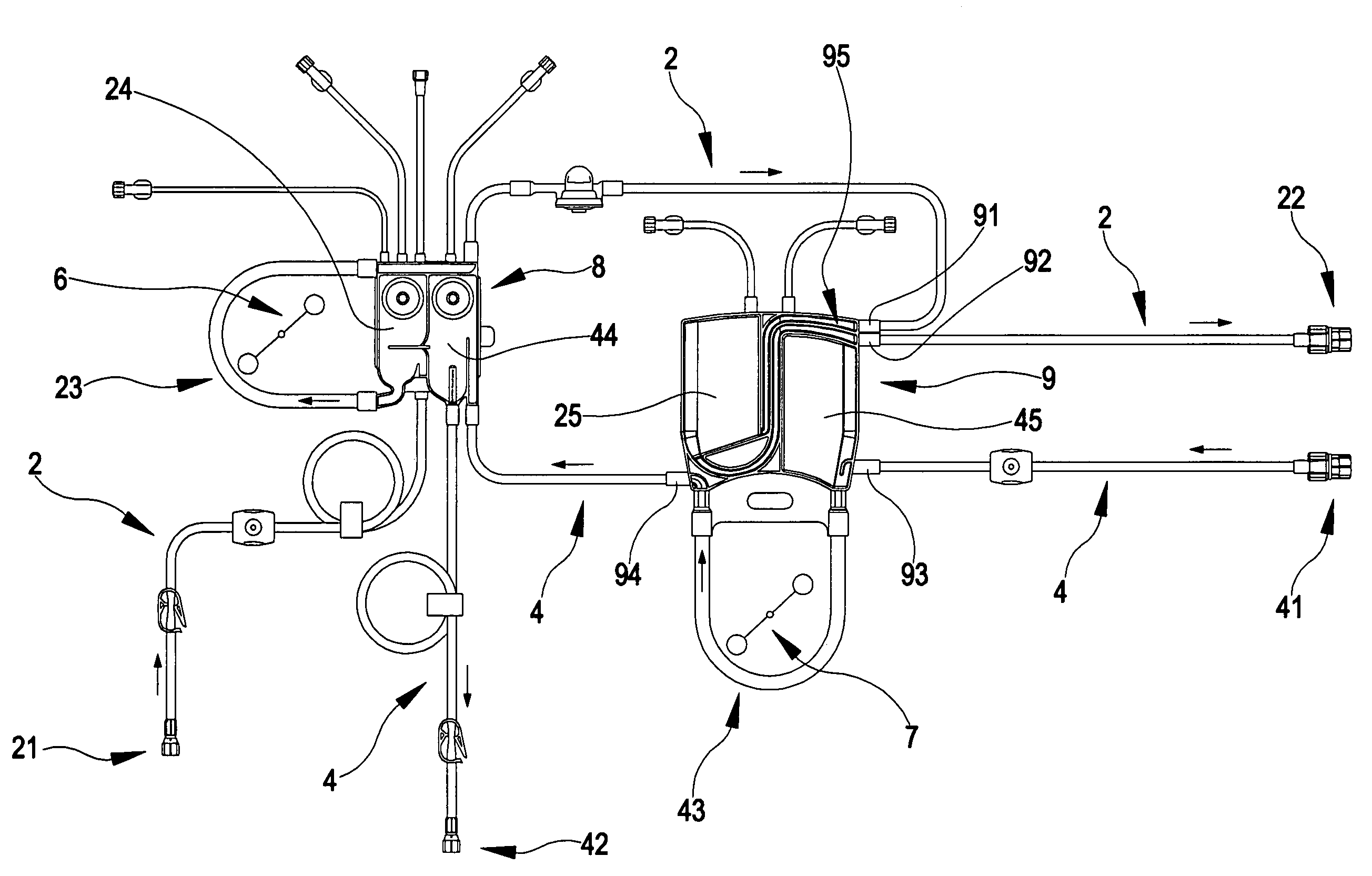 Circuit for extracorporeal blood circulation