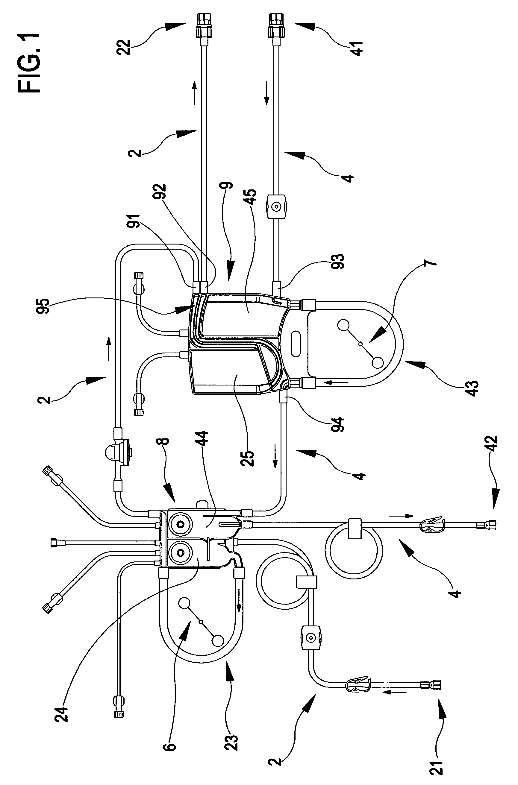 Circuit for extracorporeal blood circulation