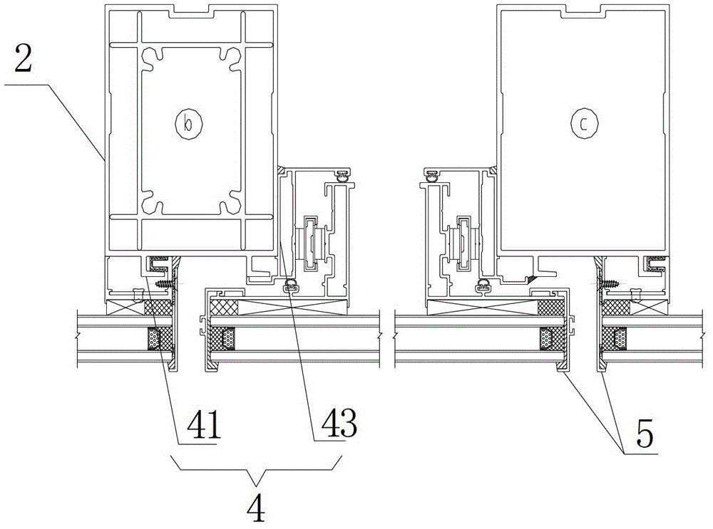 A hidden frame curtain wall installation structure