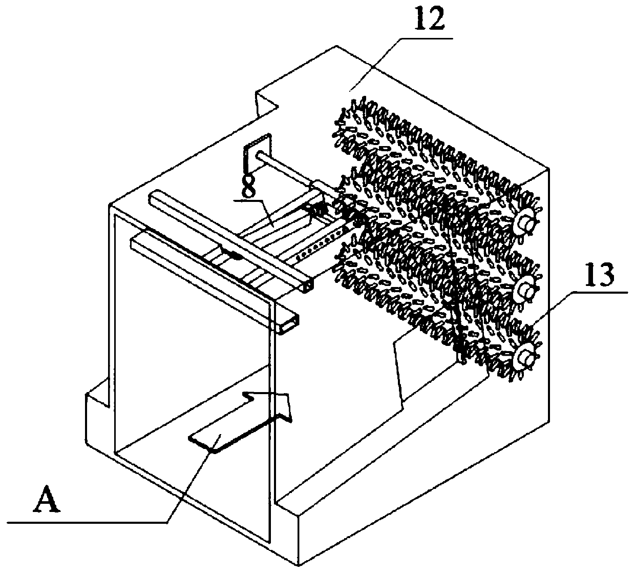 Pushing device of sheet tobacco bale loosening machine