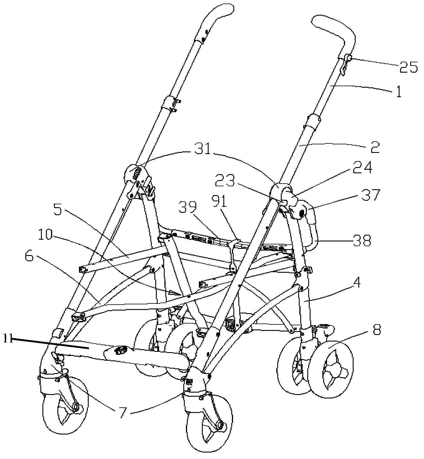 Children stroller with electric opening and closing function