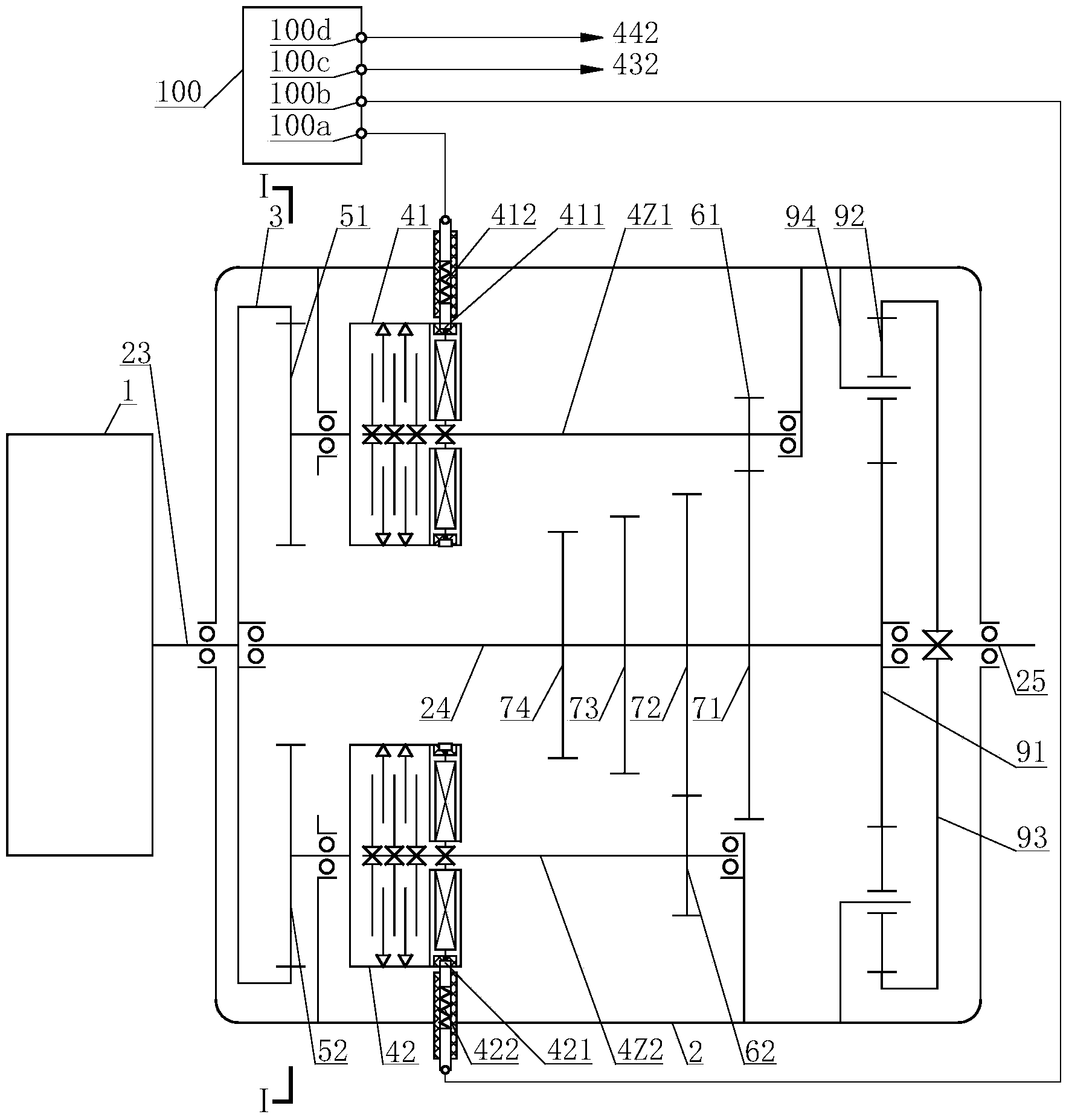 Multi-position line-control automatic transmission for electric automobile