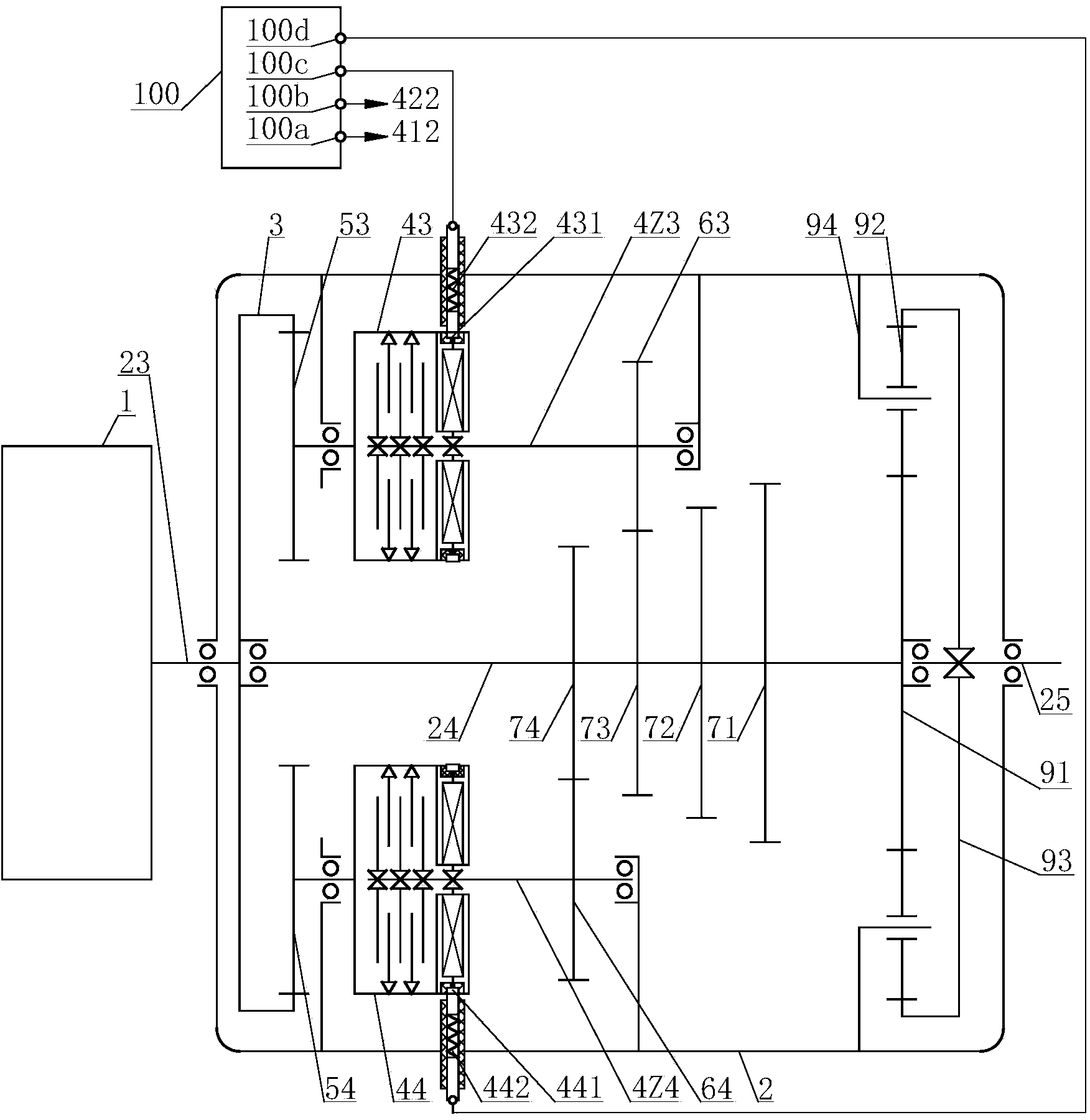 Multi-position line-control automatic transmission for electric automobile