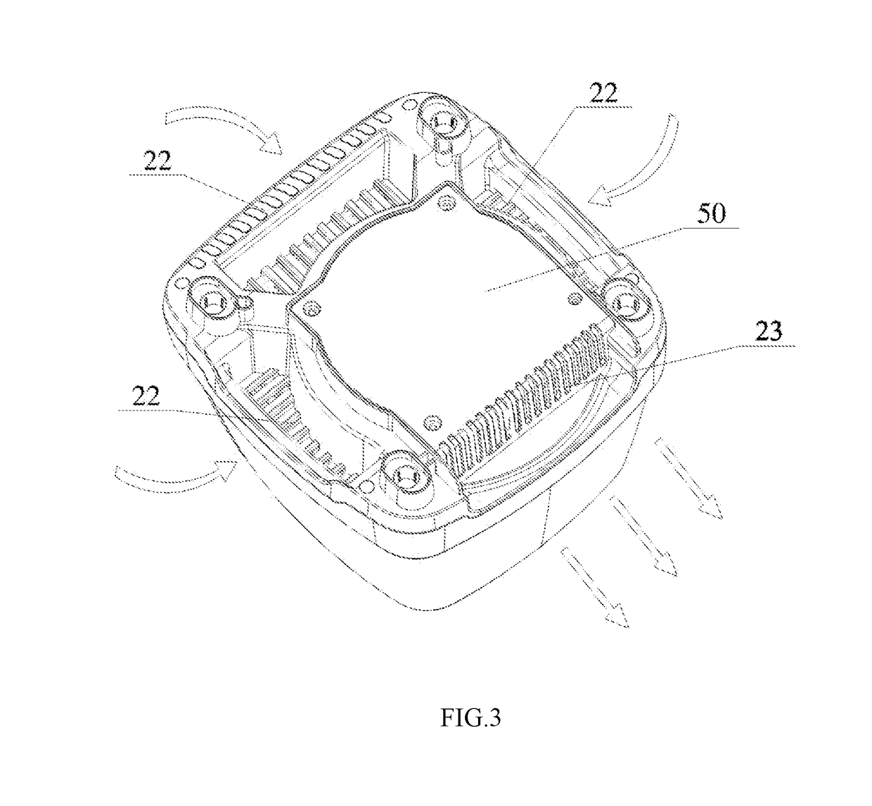 Air circulation and ventilation apparatus for food processing machine