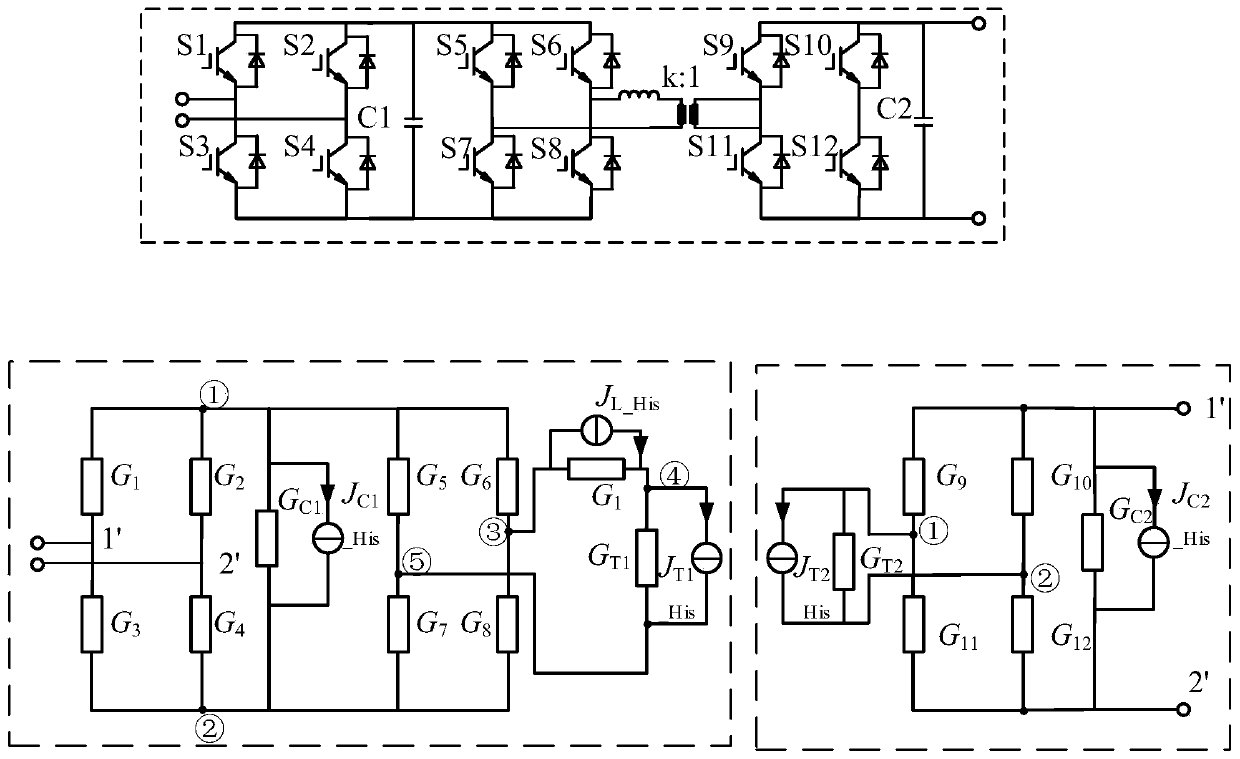 Electromagnetic transient equivalent modeling method for ISOP type cascaded power electronic transformer