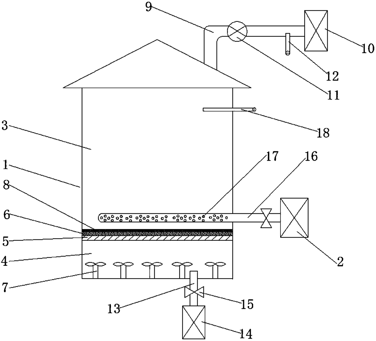 Grain fumigating device for reducing insecticidal gas residues