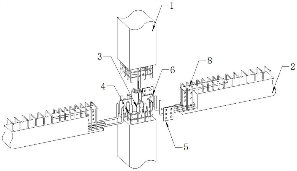 Prefabricated concrete beam column connecting joint and connecting method