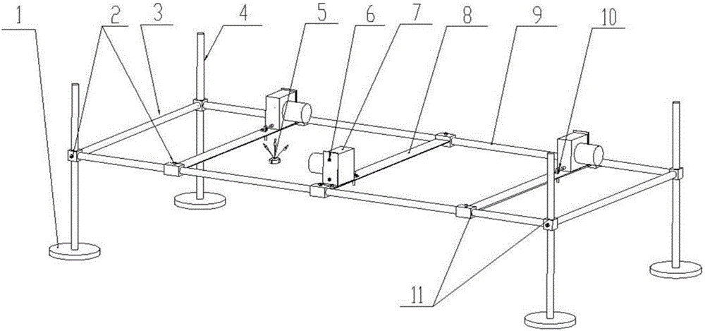 Novel dieless test device and method for curved surface ship plate forming