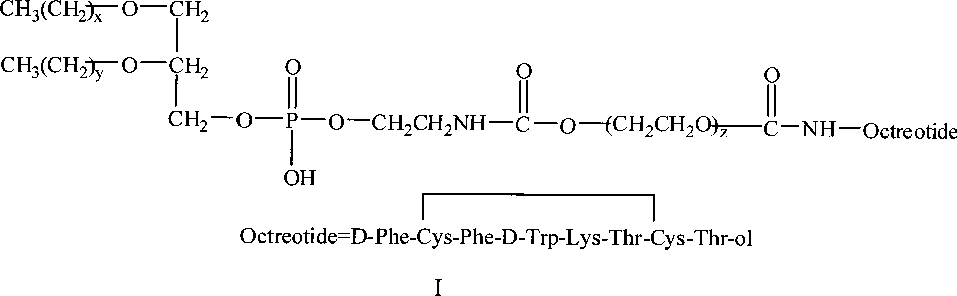 PEG-decorated phospholipid derivative using octreotide as target ligand and production method thereof