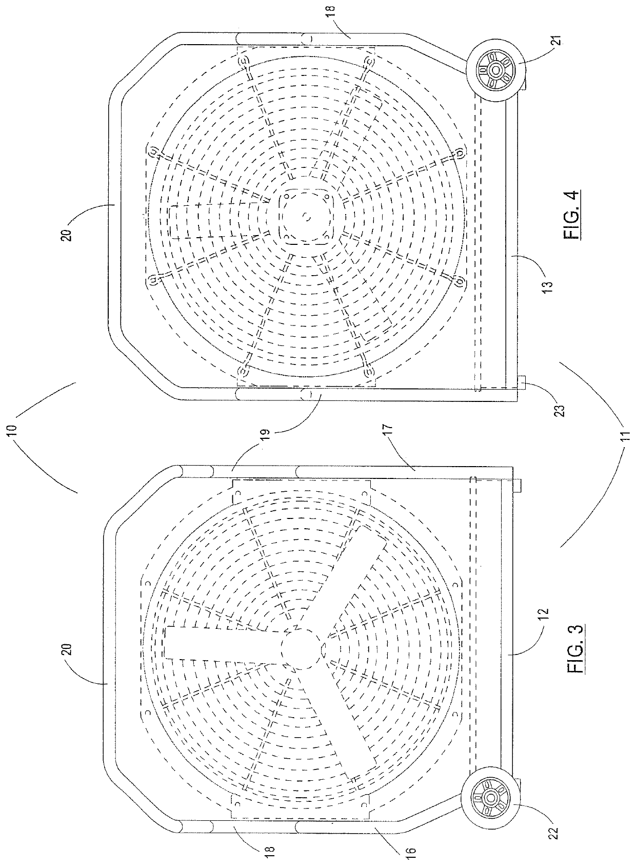 Support frame for positive pressure blower