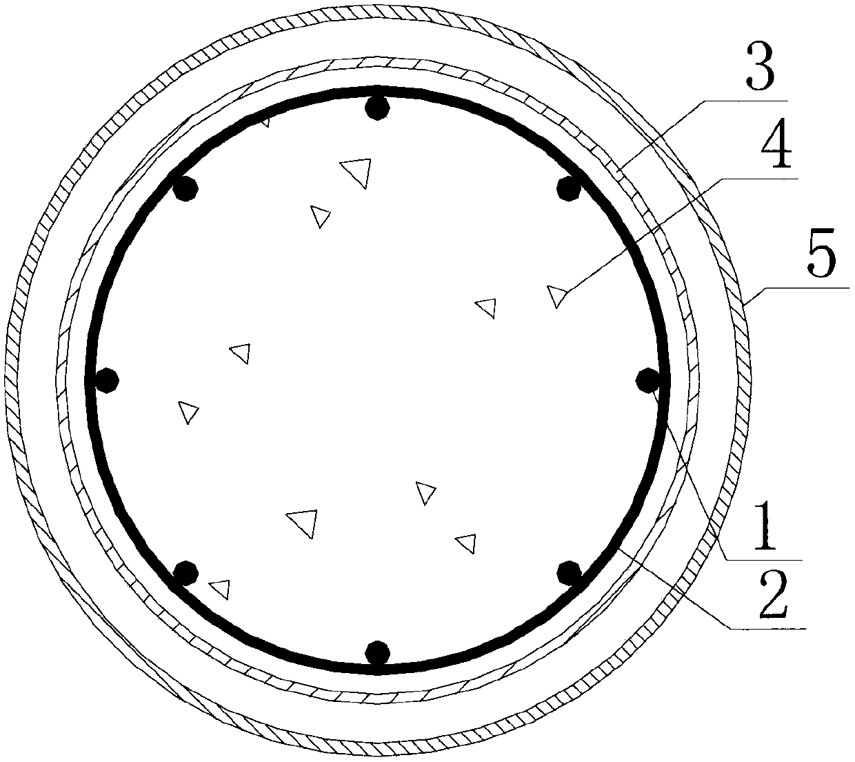 Rib constraint thin-walled steel pipe concrete structure