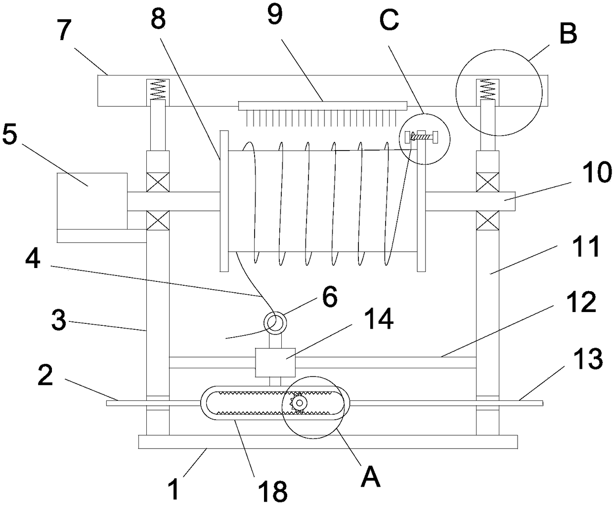 Copper wire winding device with cleaning function