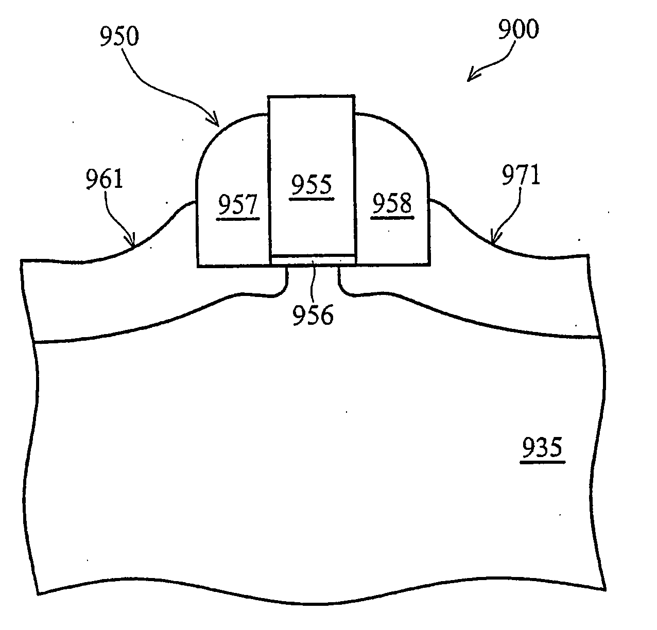 Gated diode with non-planar source region