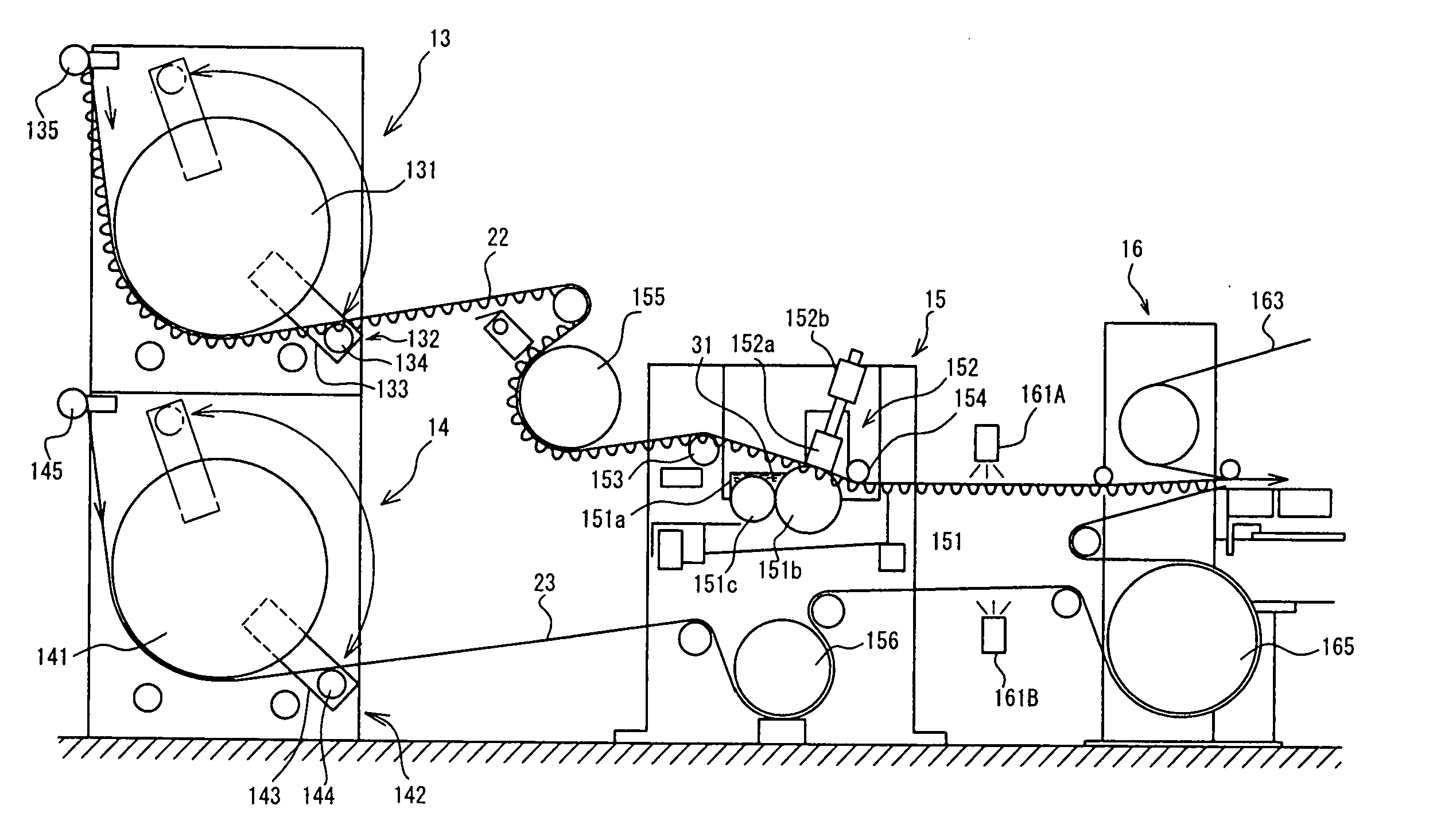 Production system for corrugated carboard sheet