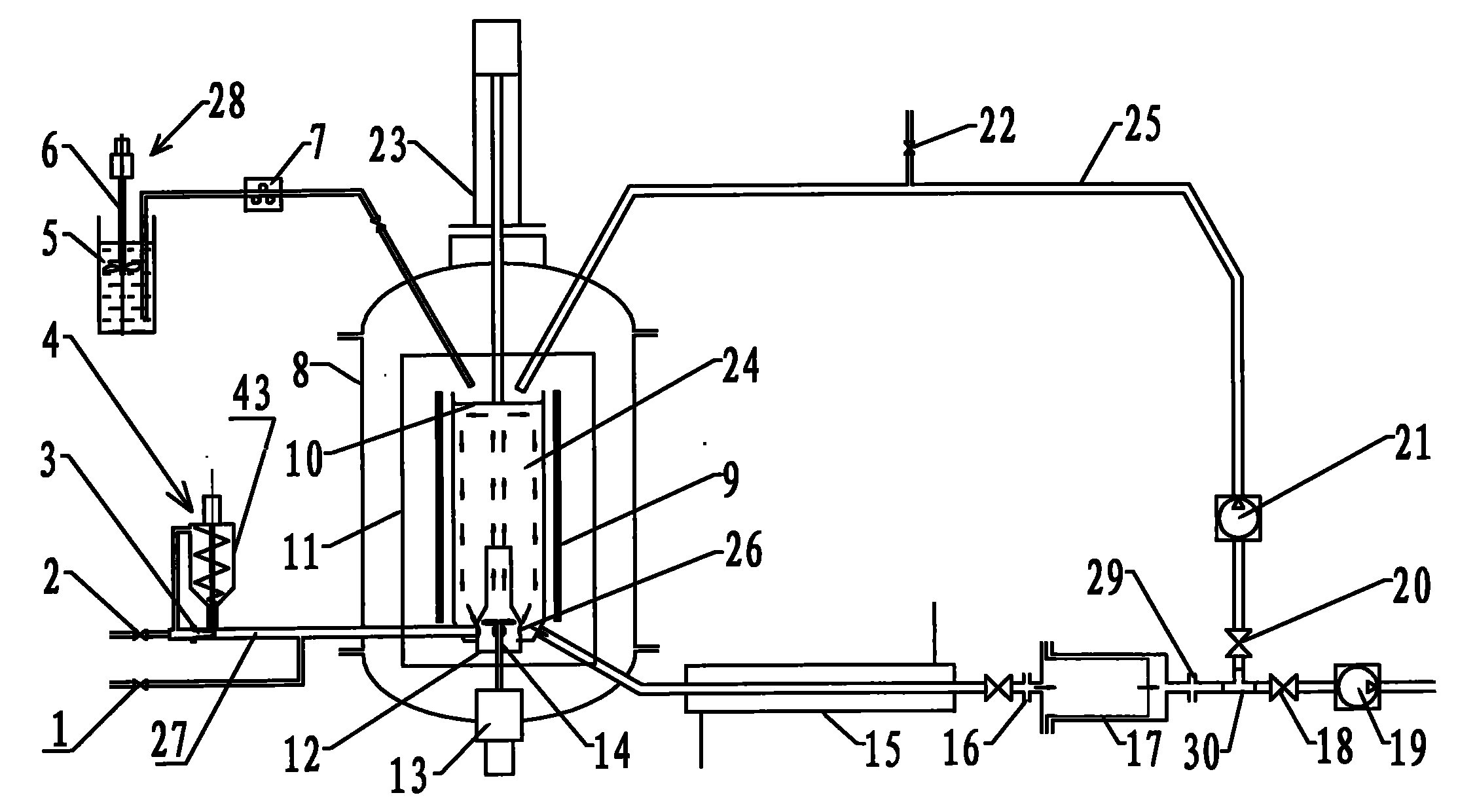 Vertical reaction device for preparing nano carbon fibre in batch