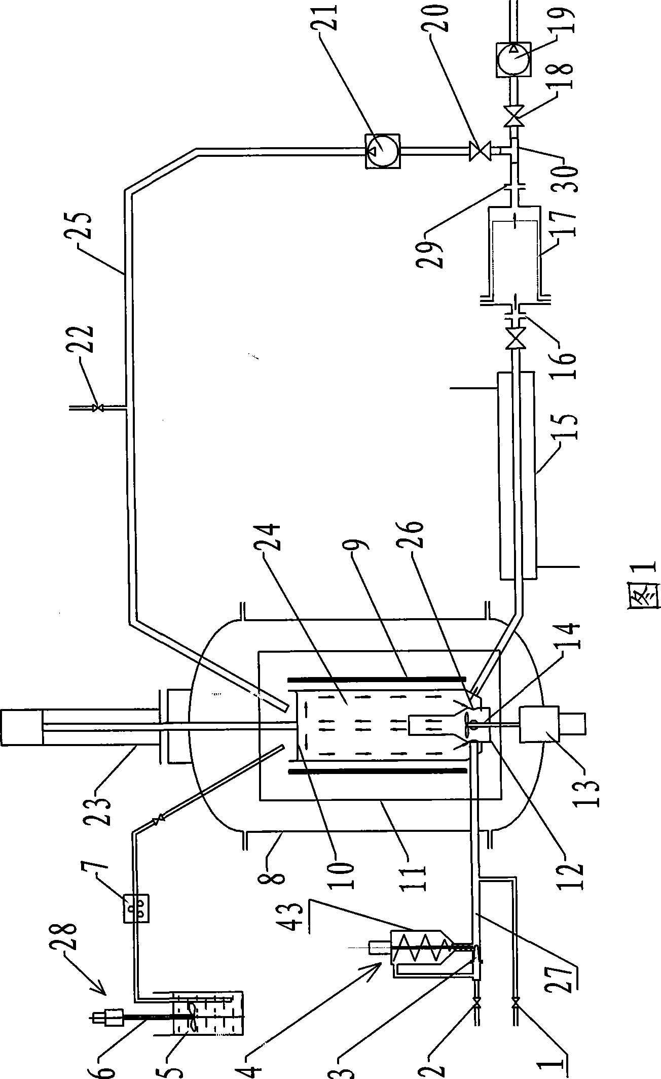 Vertical reaction device for preparing nano carbon fibre in batch