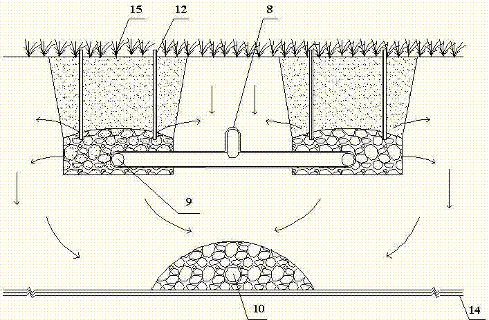 Scattered sewage subsurface infiltration ecological processing system