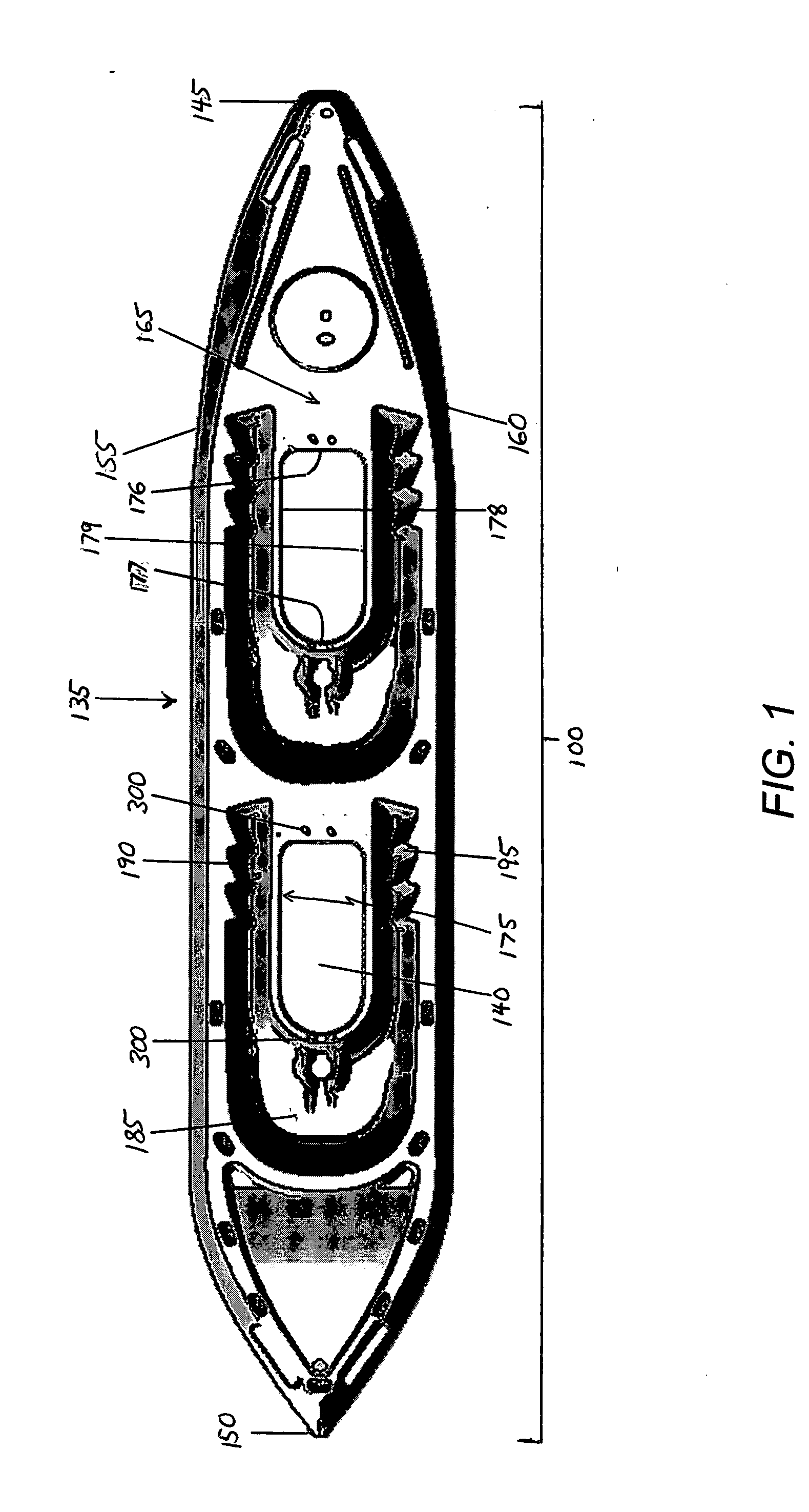 Modular kayak with elevated hull voids