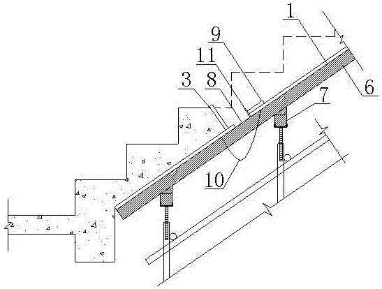 Template device for reserving concrete stair construction crack