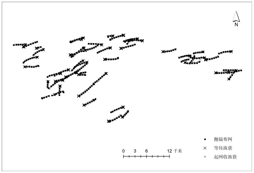 Method for extracting effective net distribution length of acete chinensis net based on ship position data