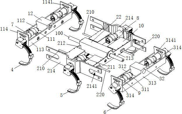 Six foot wheel leg type climbing biomimetic robot