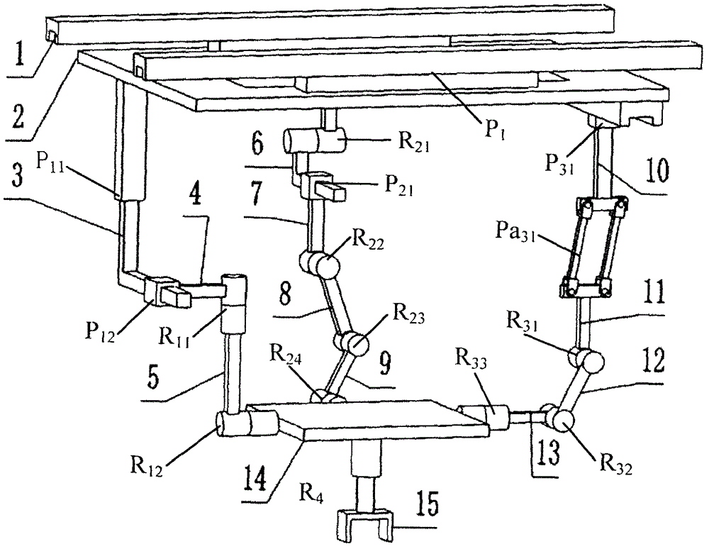 Three-dimensional-movement two-dimensional-rotation fully-isotropic hybrid robot mechanism