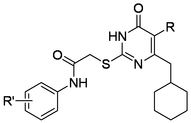 2-[(substituted phenylamino)carbonyl methylthio]-6-cyclohexylmethyl-3H-pyrimidine-4-ketone compounds, synthetic method thereof and purpose thereof