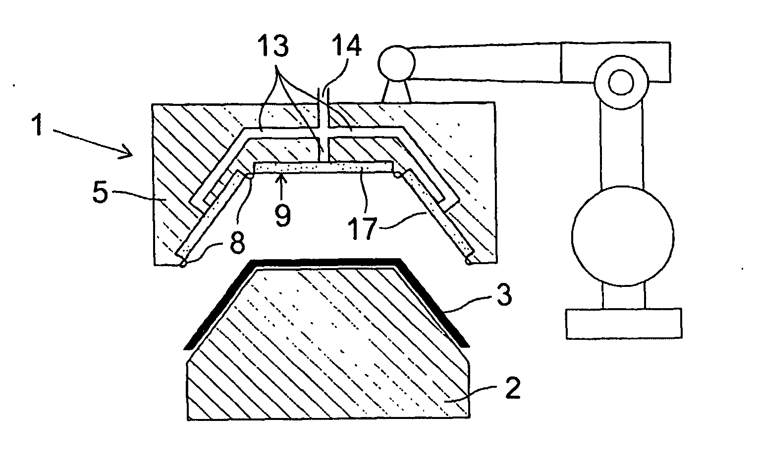 Device and a method for removing an object from a moulding tool