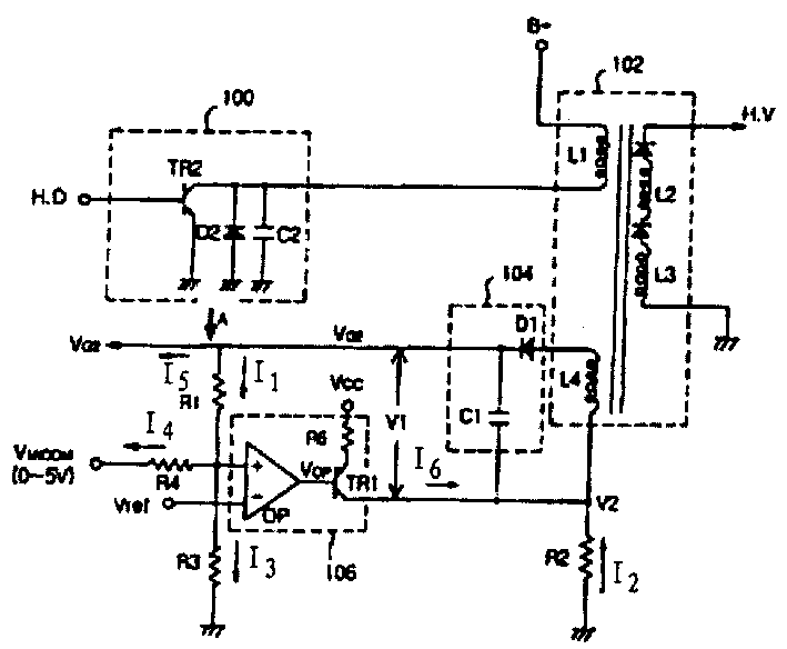 Circuit for controlling voltage of screen