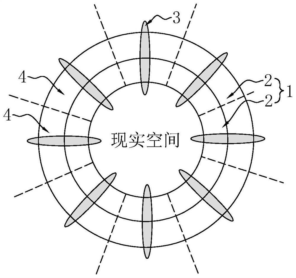 Virtual space and real space fusion method and system, electronic equipment and readable storage medium