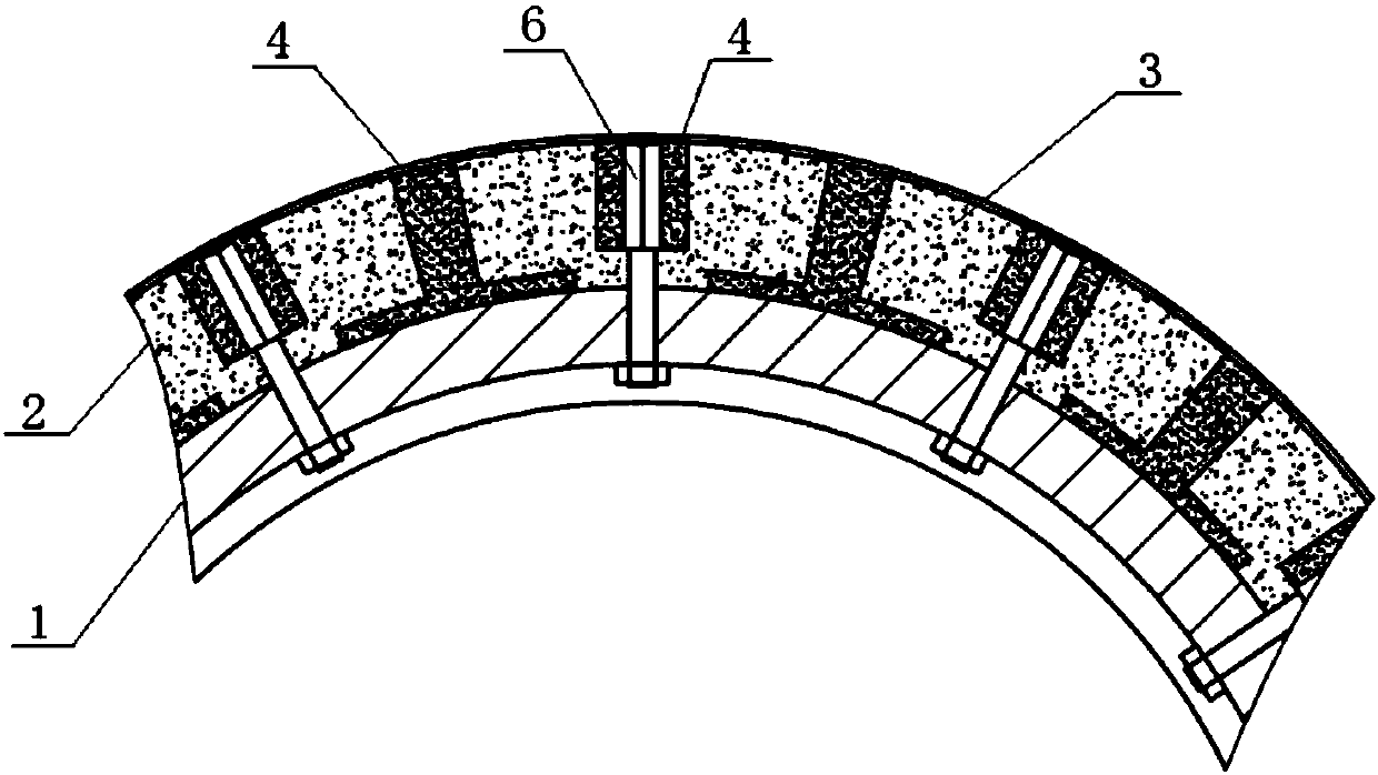 Metal member with modularized composite wear and corrosion resistant layer and preparation method thereof