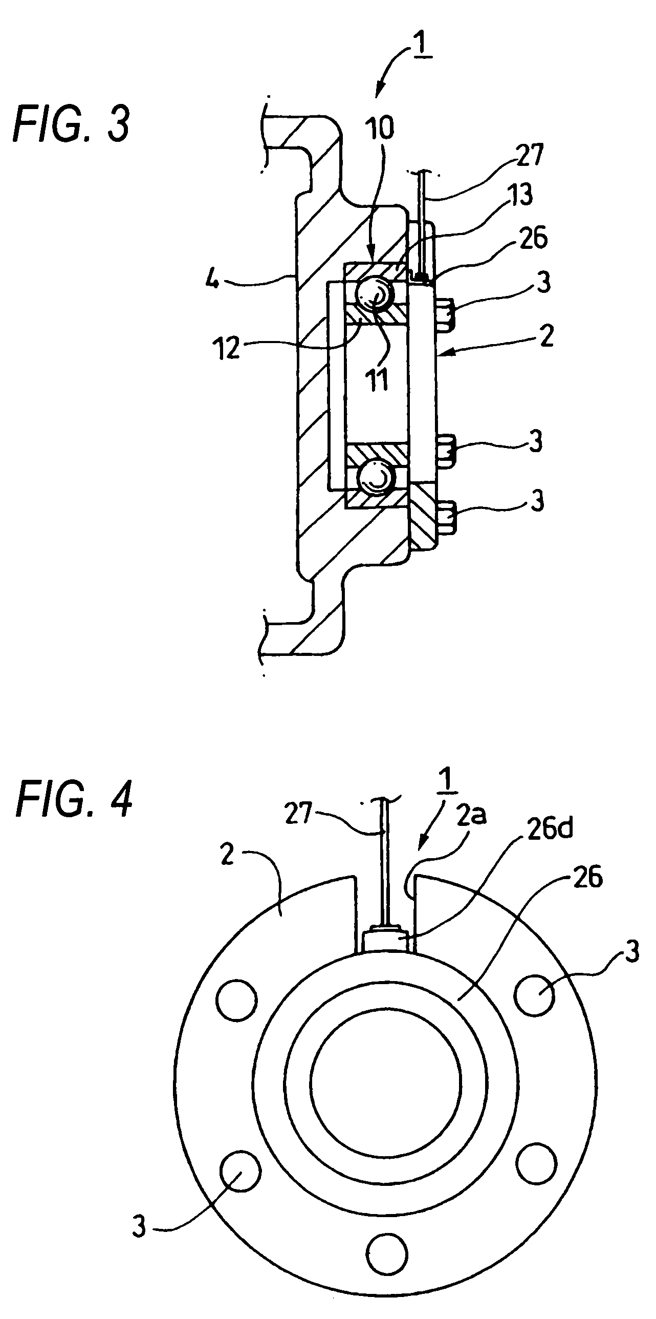 Bearing device with sensor and rolling bearing with sensor