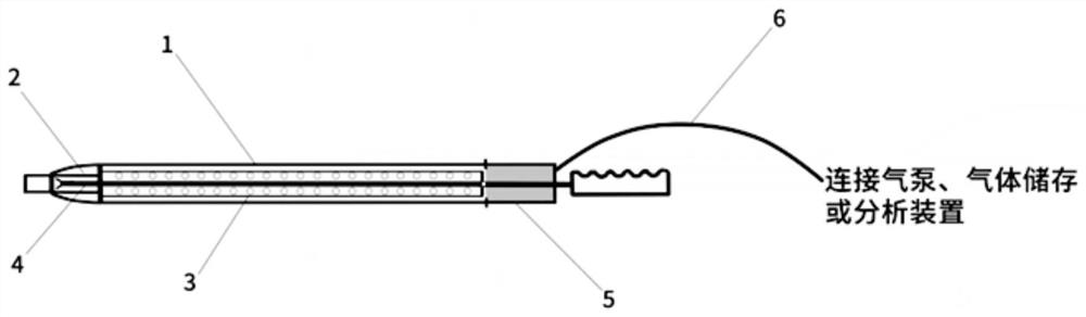 Solid-phase gap gas sampling rod