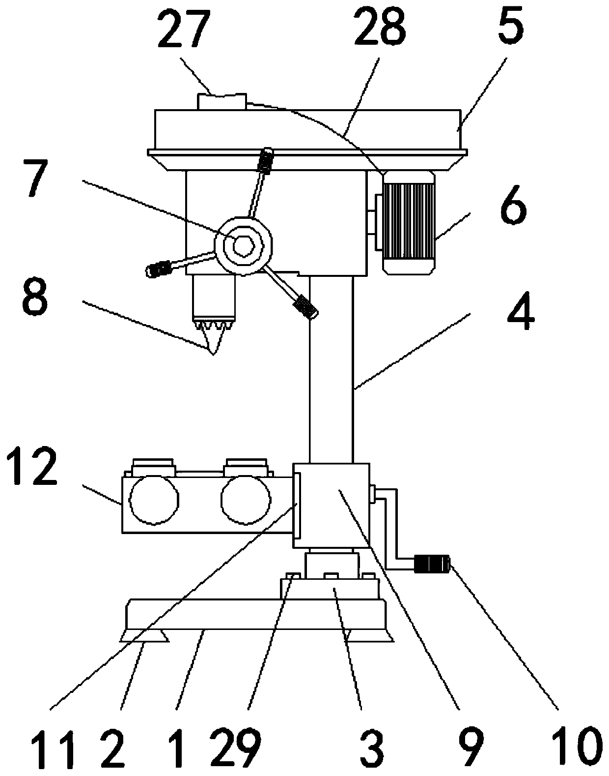 Bench drilling machine high in clamping degree and convenient to adjust