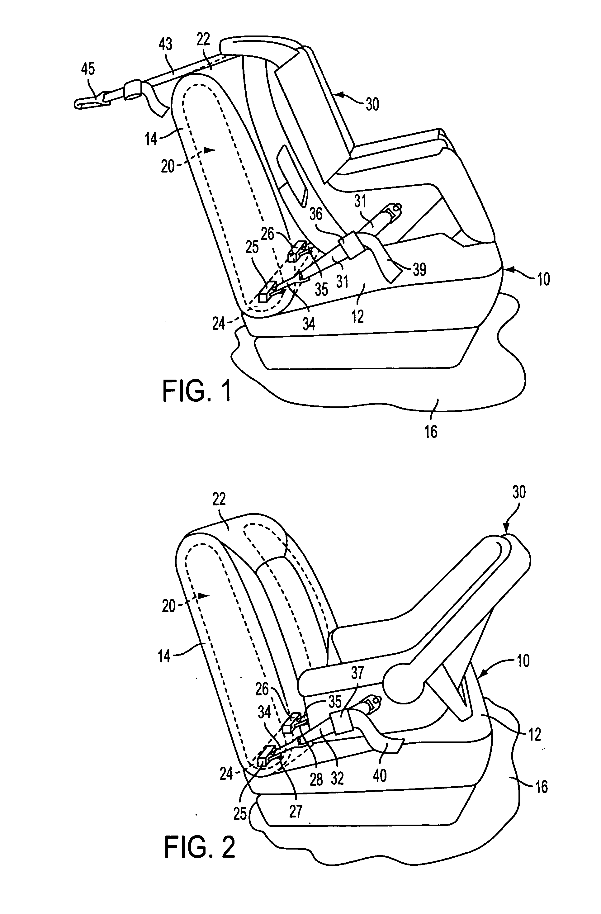 Child restraint seat anchors with integrated child seat detectors