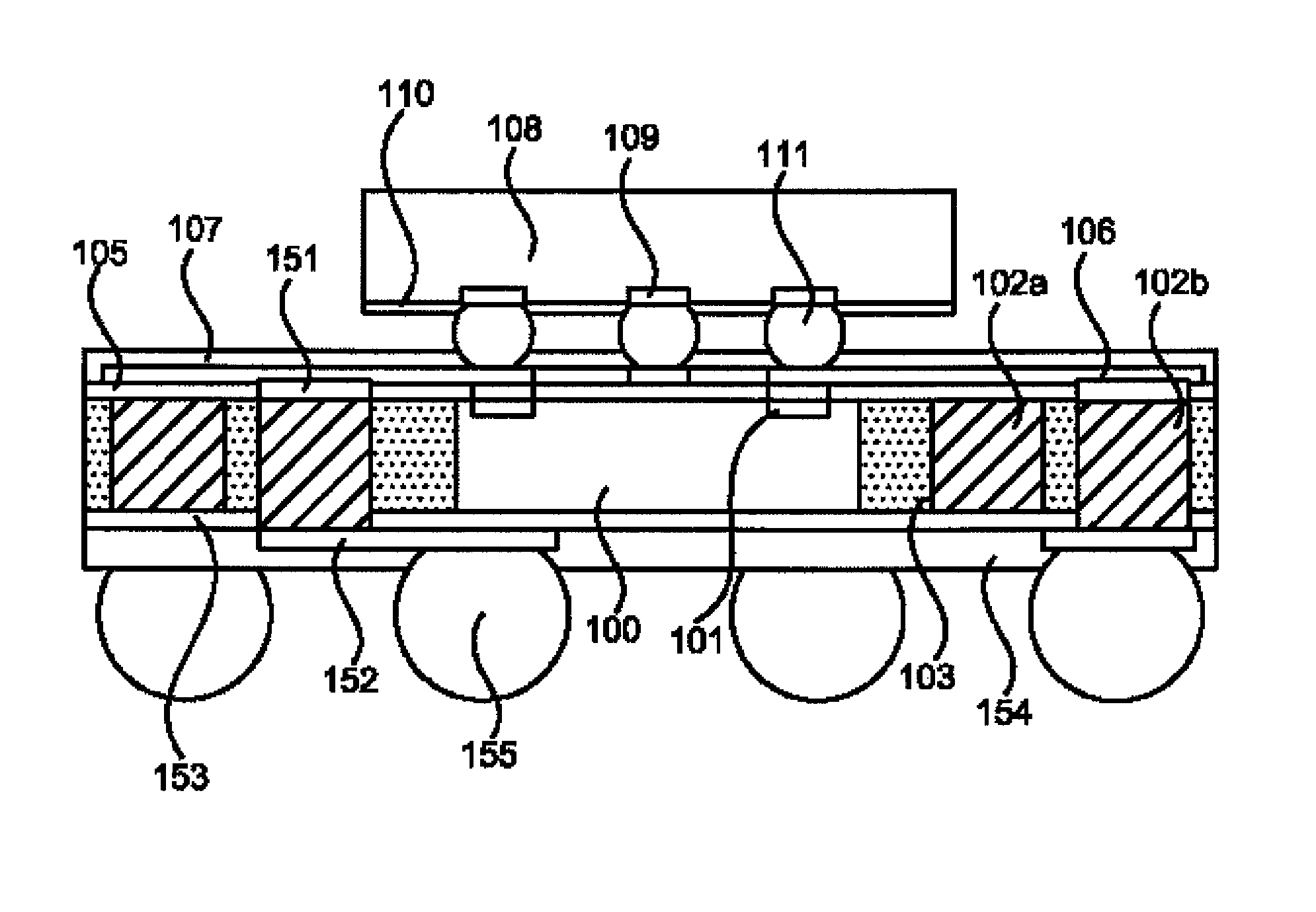 Three-dimensional system-in-package package-on-package structure