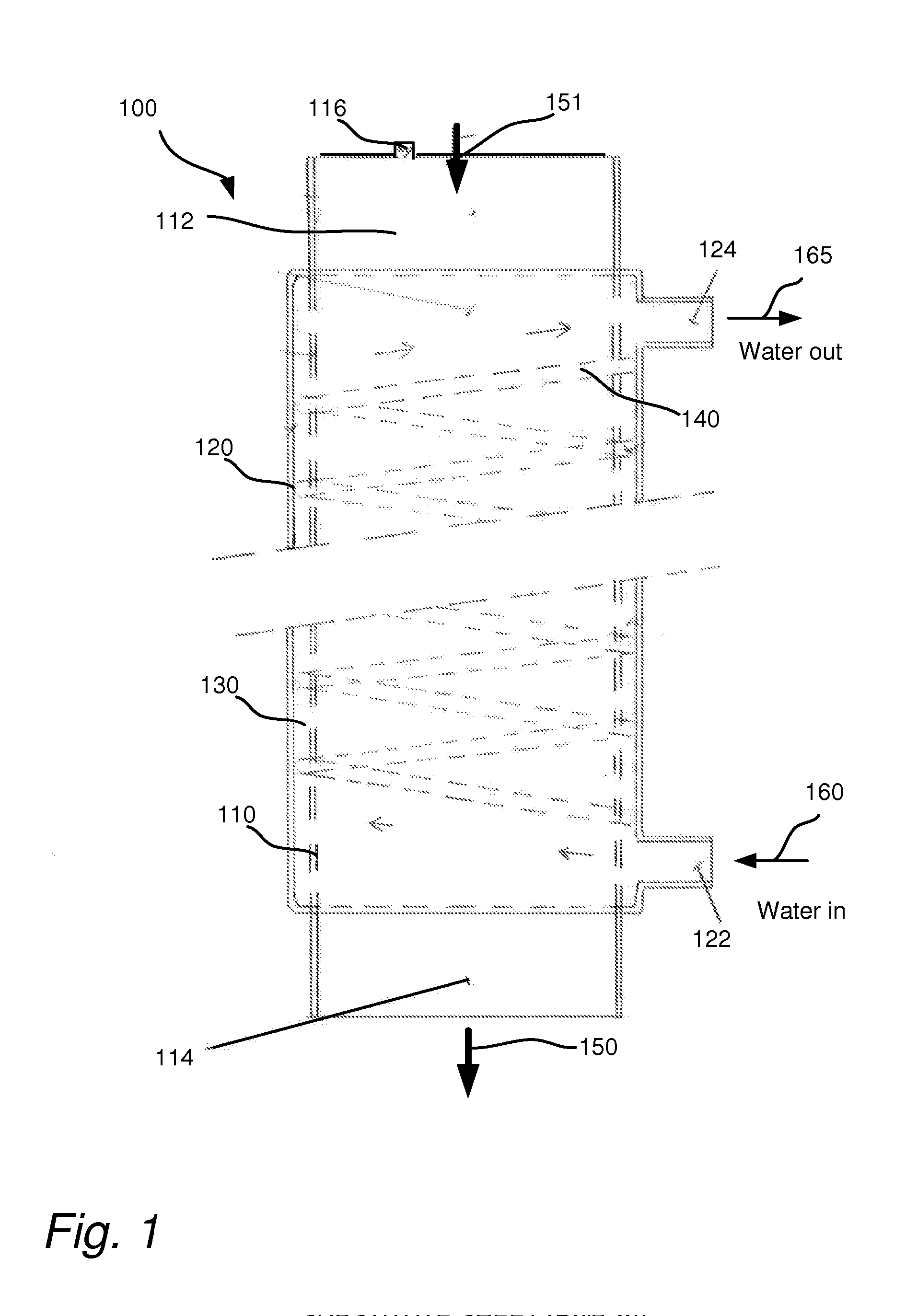 Heat exchanger and a system for recovery of thermal energy from waste water