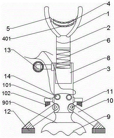 Novel anti-skid walking stick for orthopedic nursing