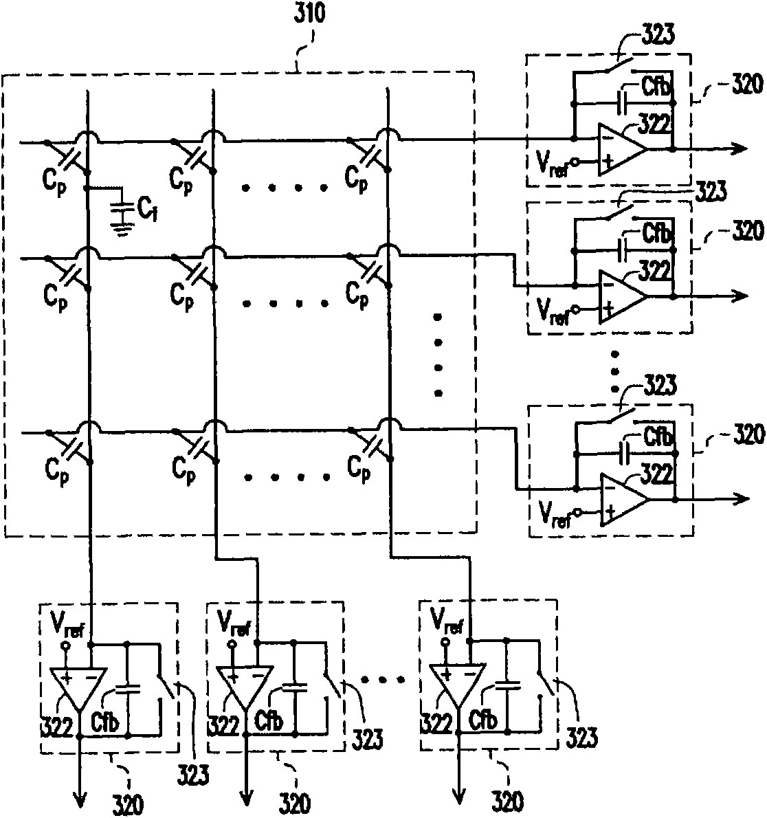 Reading device and multichannel reading device for touch-control panel