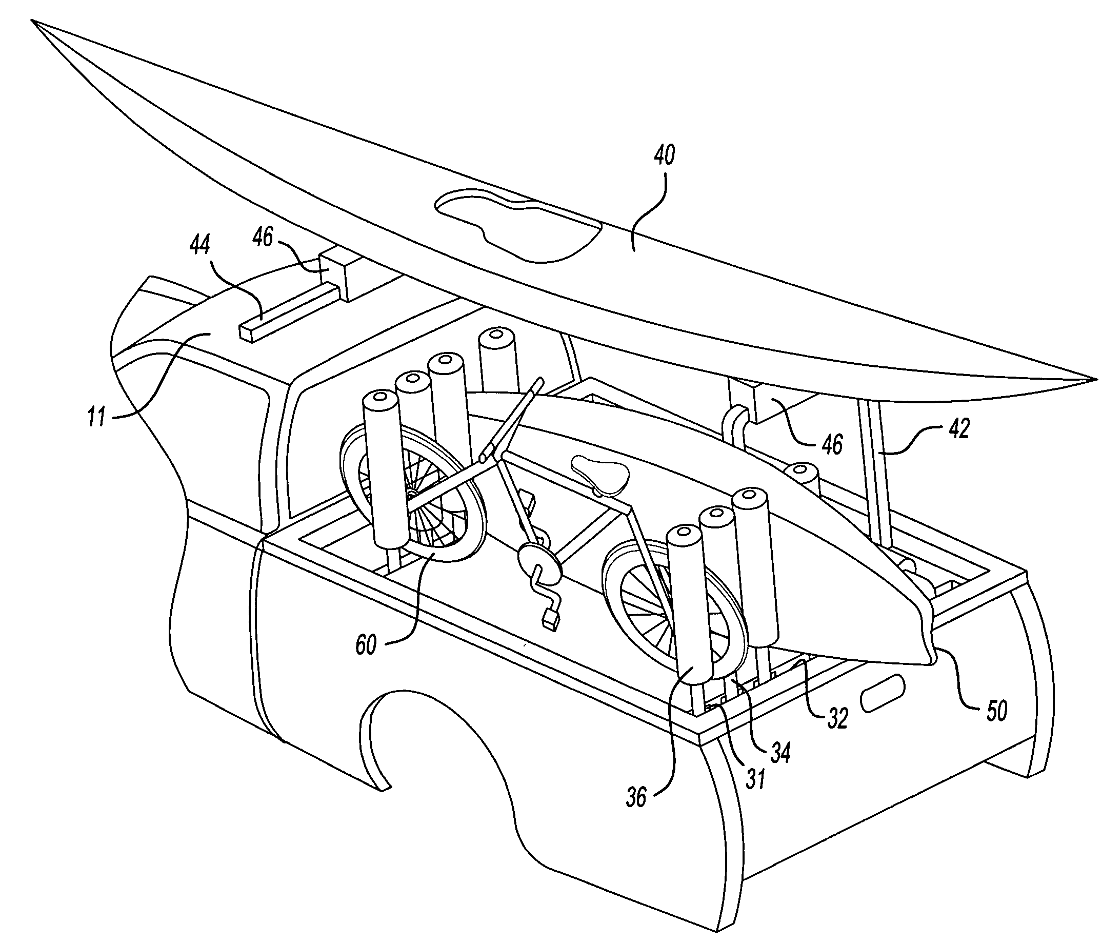 Utility rack arrangement for a vehicle