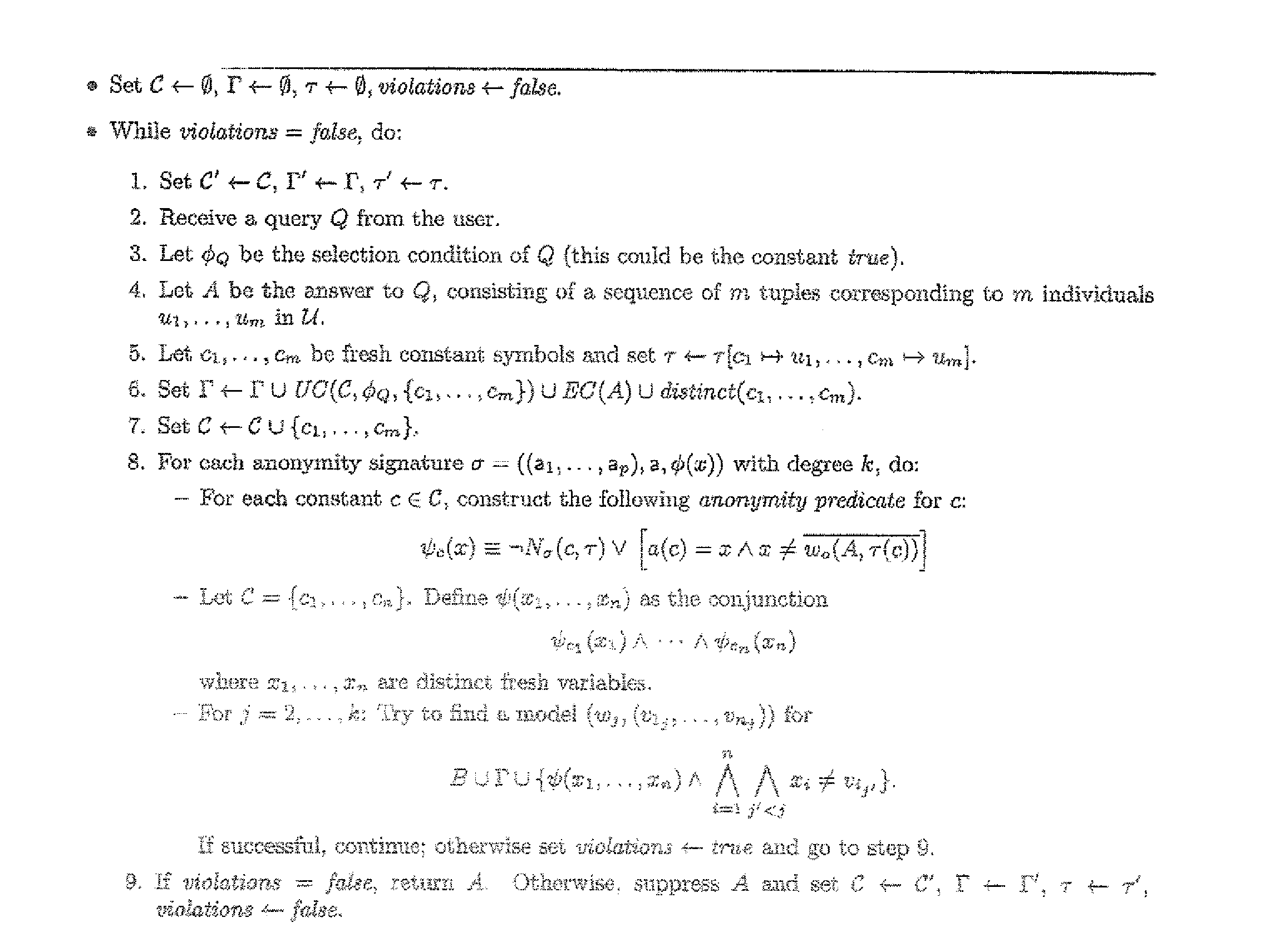 Model-theoretic approach to data anonymity and inference control