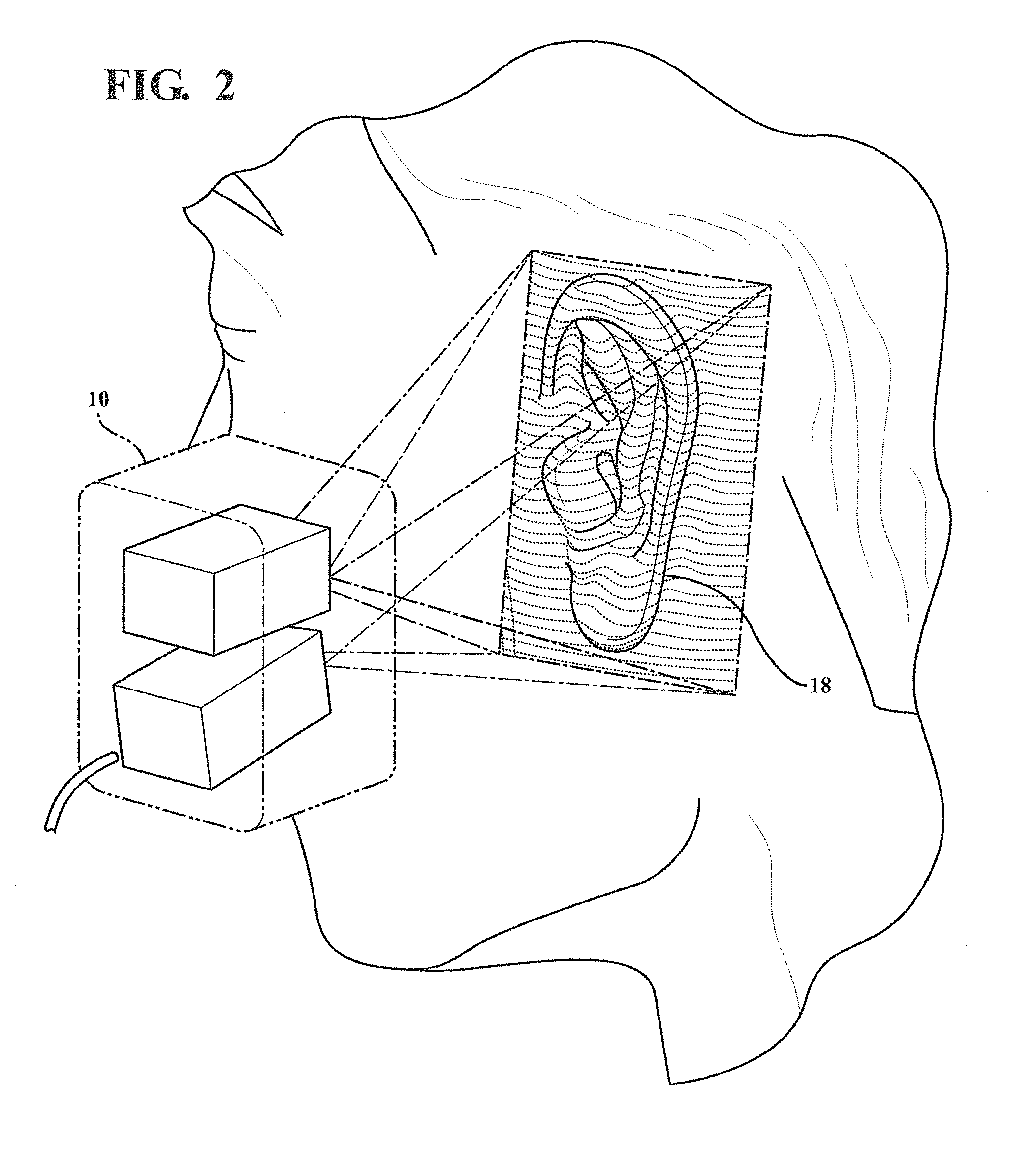 Biometric identification, authentication and verification using near-infrared structured illumination combined with 3D imaging of the human ear