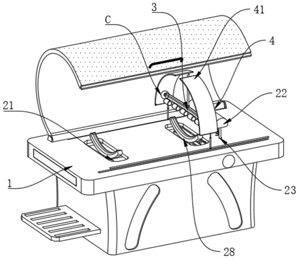 Acupuncture point calibration device of far infrared pulse half-body cabin